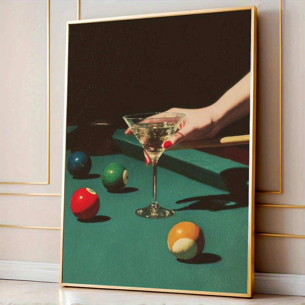 Office Furniture Modern - 1pc Vintage Billiards Cocktail Poster, Frameless