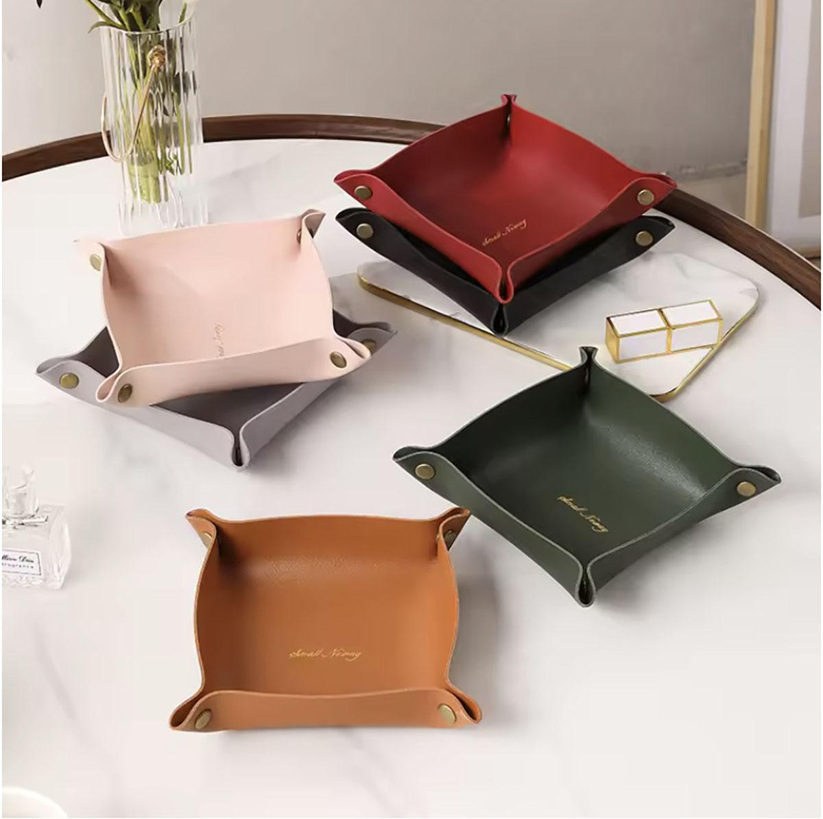 Drawer Organizer Tray - Nordic Style Leather Storage Tray Desktop
