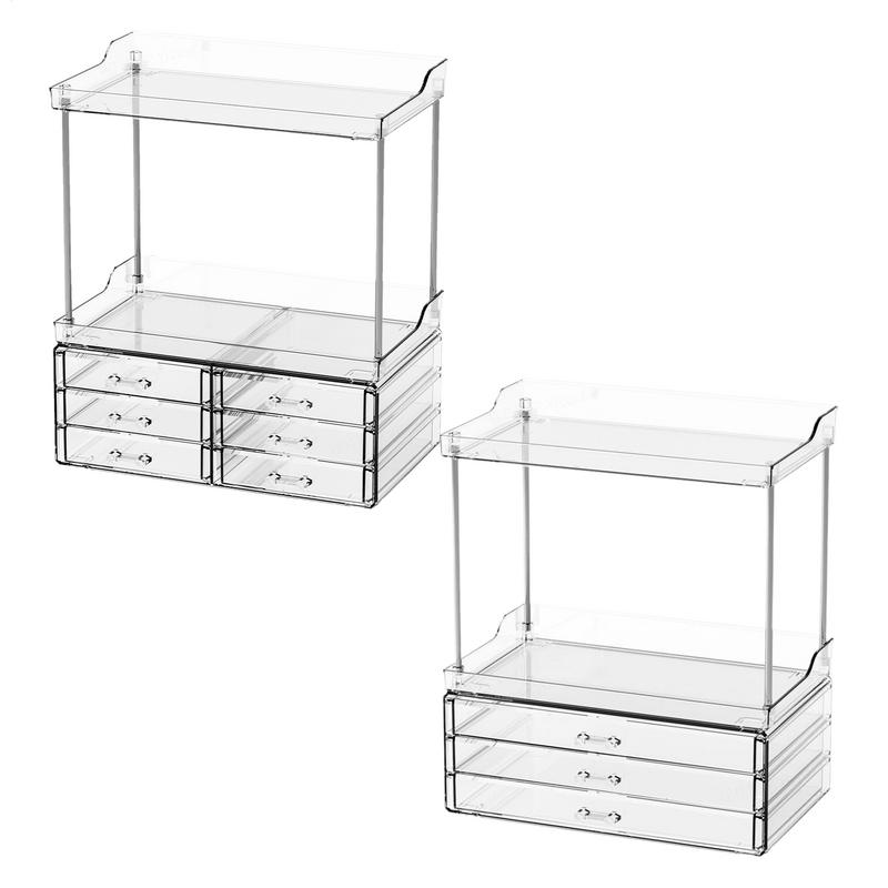 Drawer Organizer Tray - Makeup Organizer Countertop 2-Tier Storage Tray