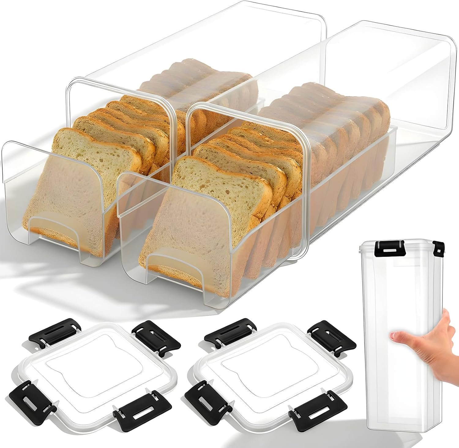 Drawer Organizer Tray - Bread Storage Container with Airtight Lid