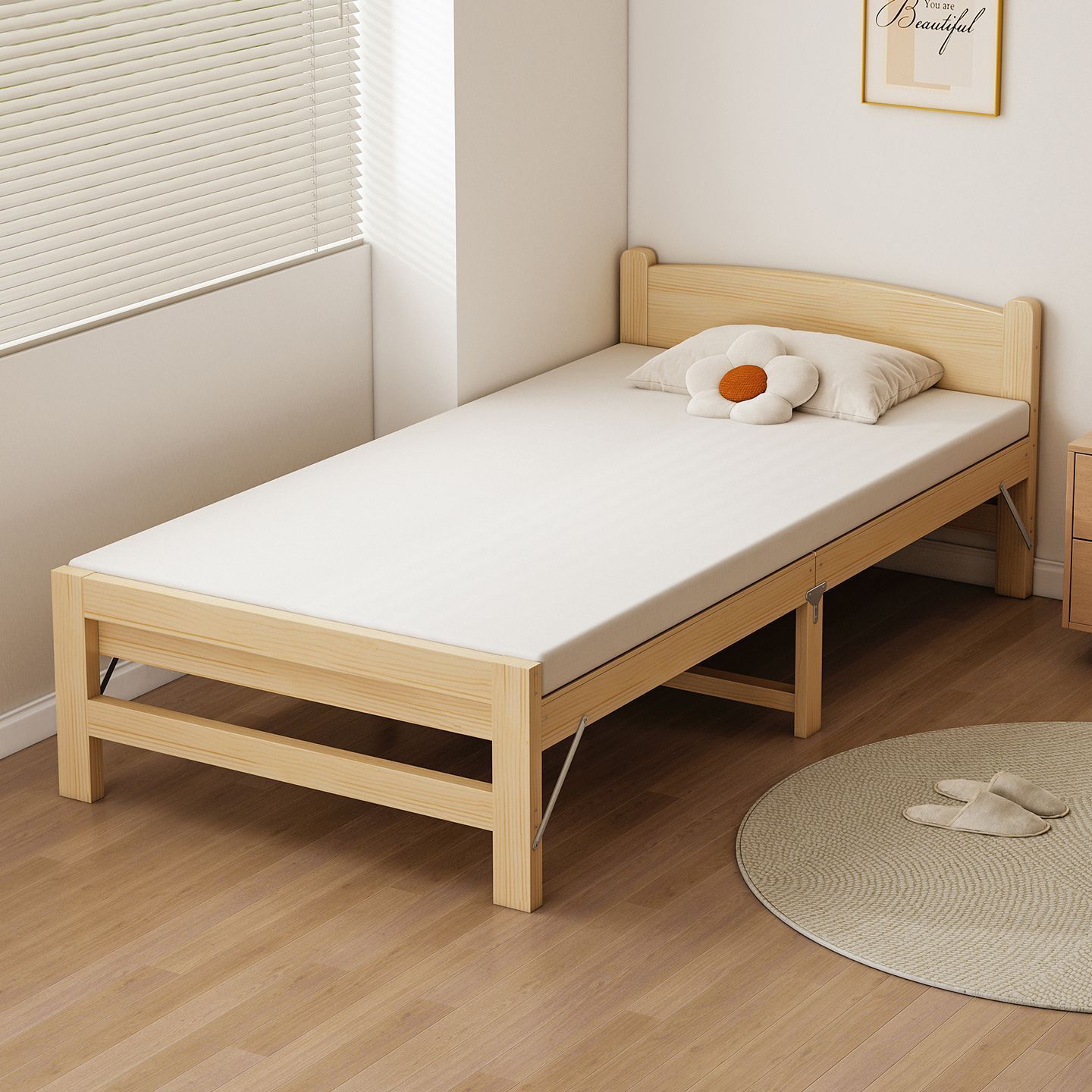Office Furniture Rental - Yunlinli Bedroom Single Solid Wood Bed