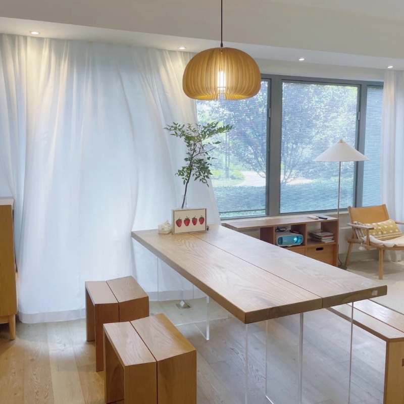 Nordic Solid Wood Acrylic Floa - đánh giá và giá Office Furniture Modern