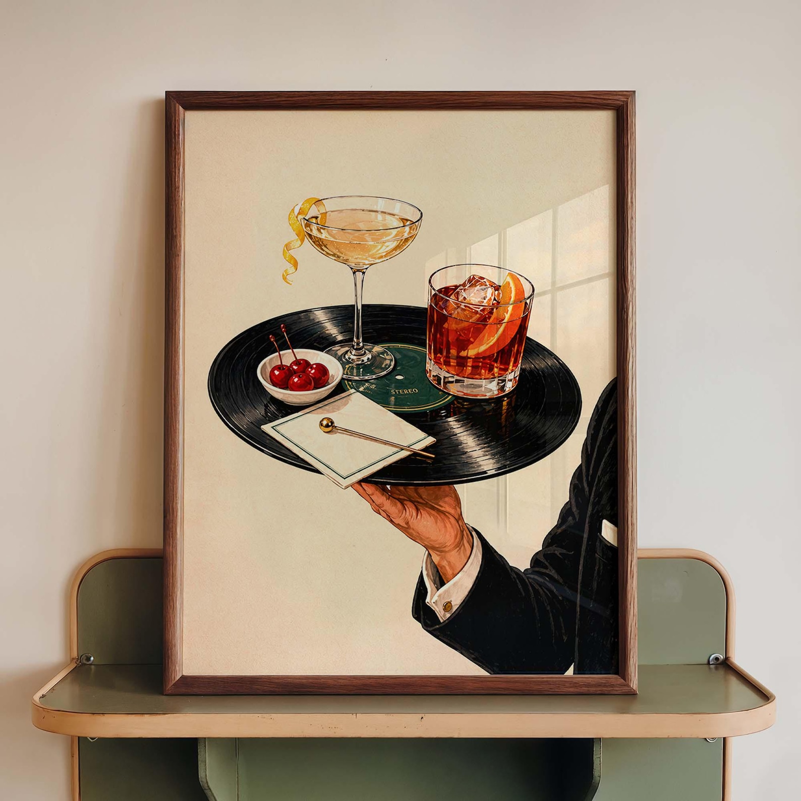 Vintage Vinyl Record Cocktail  - đánh giá và giá Office Furniture Modern